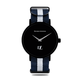 Stylish black quartz watches 44 mm with Nato strap by Deveron Lewendal brand 