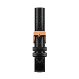 Black  leather watch strap  with a gold buckle by Deveron Lewendal brand