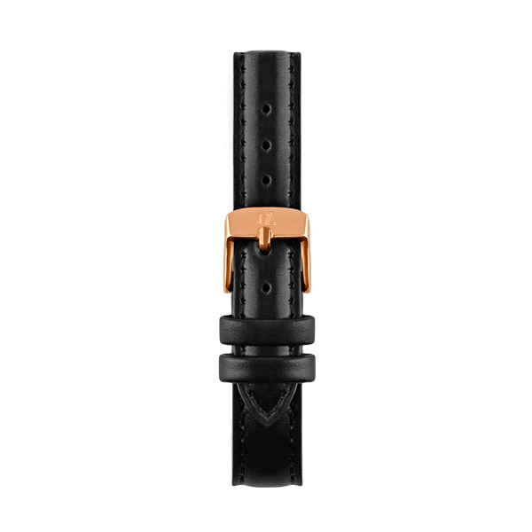 Black  leather watch strap  with a gold buckle by Deveron Lewendal brand