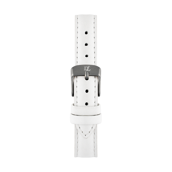 White genuine leather watch strap with gray buckles by Deveron Lewendal brand