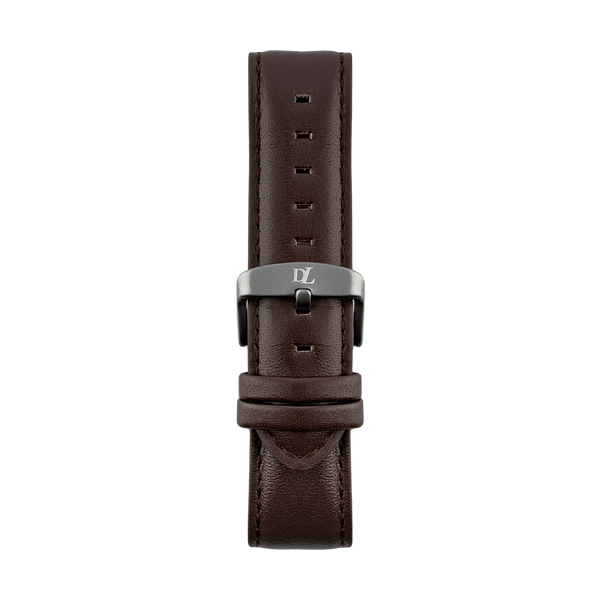 Brown leather watch strap Geneva with gray buckle by Deveron Lewendal brand from Sweden