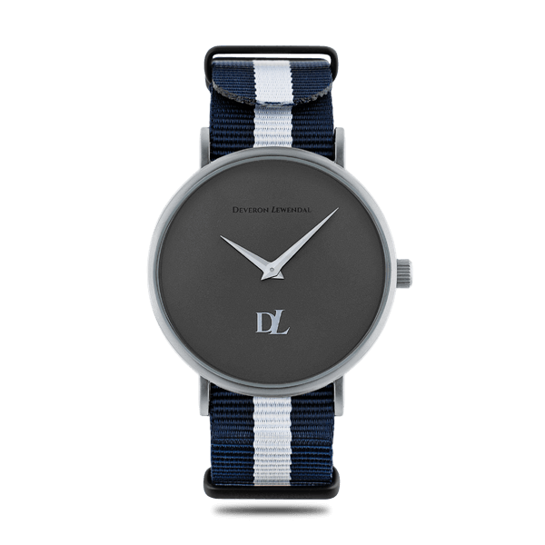 Prime Gray watches 44 mm and Nato strap with black buckles by Deveron Lewendal brand 