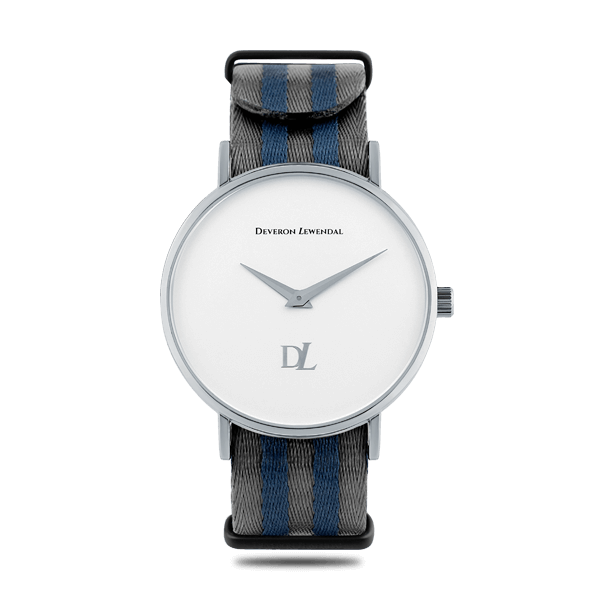 Stylish silver watches with Nato strap by Deveron Lewendal brand