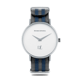 Stylish silver watches with Nato strap by Deveron Lewendal brand from Sweden