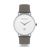 Minimalist silver quartz watches with a gray strap for men Deveron Lewendal brand
