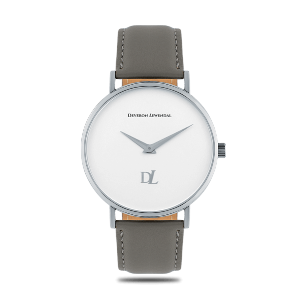 Minimalist silver quartz watches with a gray strap for men Deveron Lewendal brand